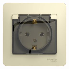Розетка "Glossa" СП 1-мест. бежевая с/з, з/ш, з/к IP20 GSL000246 *1