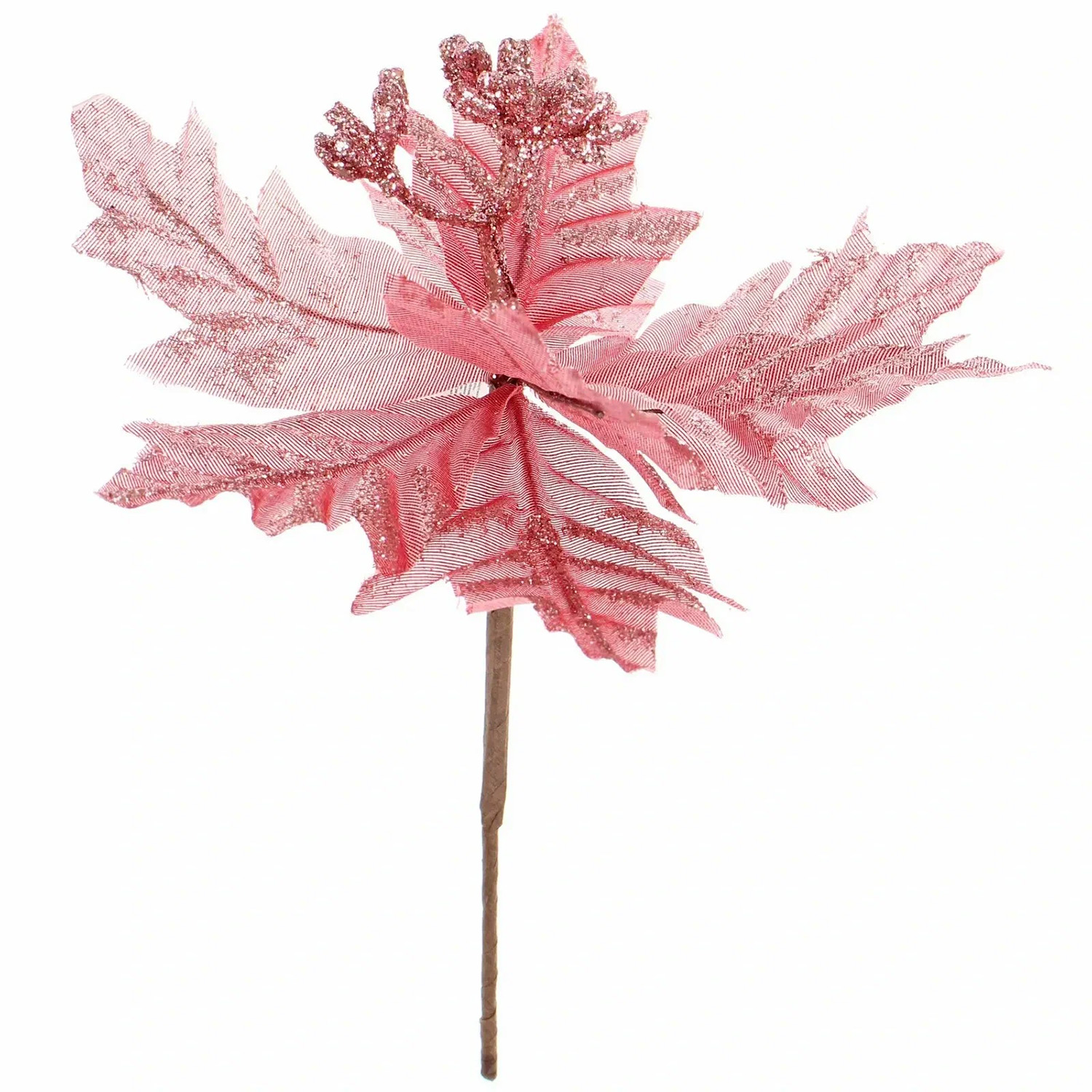 Украшение новогоднее "Пуансеттия - Мерцание" 17 см, Розовое золото