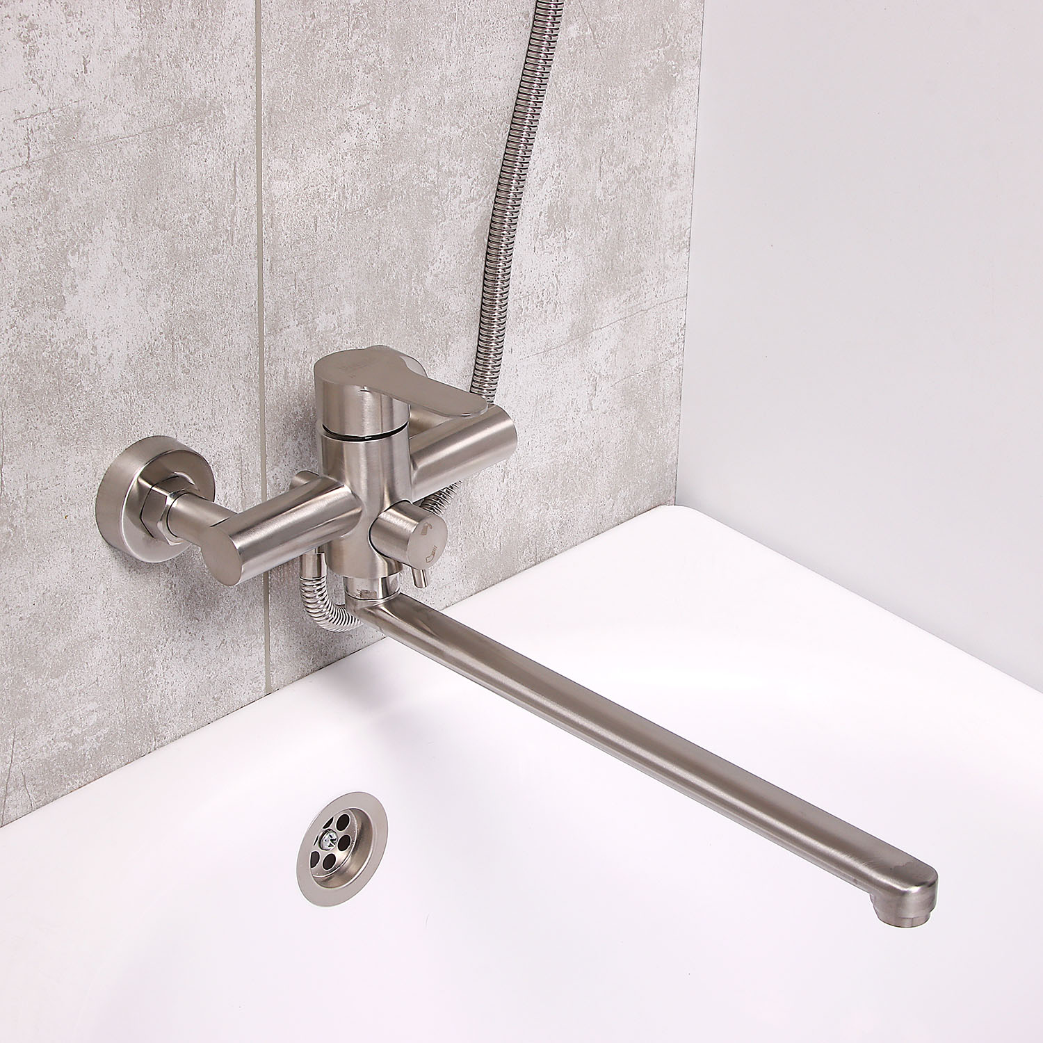 Смеситель универсальный "Potato" плоский излив с переключ. душа, нерж. сталь P22303S  *1/10 Смеситель универсальный "Potato" плоский излив с переключ. душа, нерж. сталь P22303S  *1/10