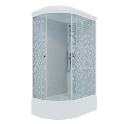 Кабина душевая 120*80*232 Коралл правая ДН4 1/4 круга, поддон средний белый, стекло Мозаика (6уп)