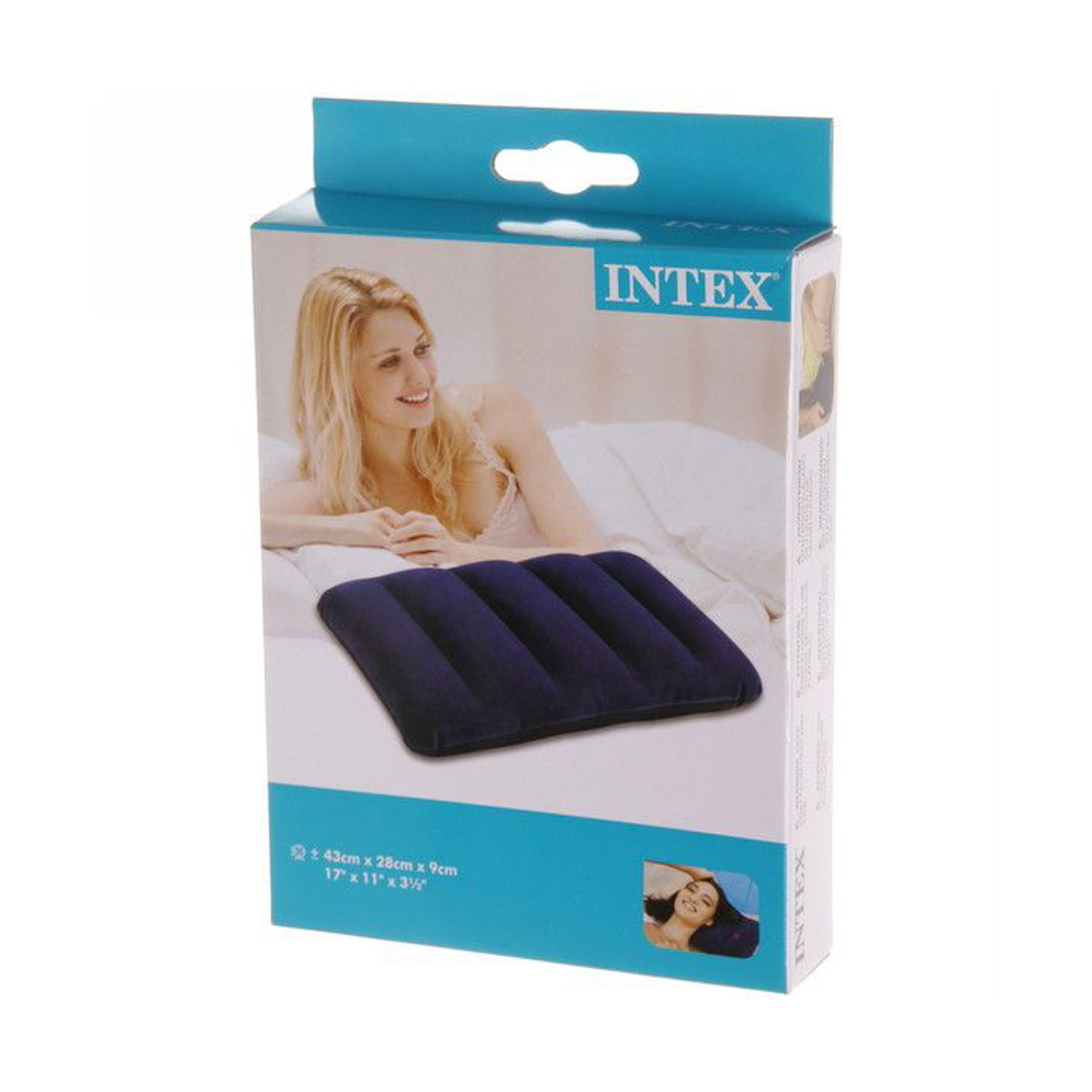 Подушка надувная INTEX Downy, 43х28х9 см, синий