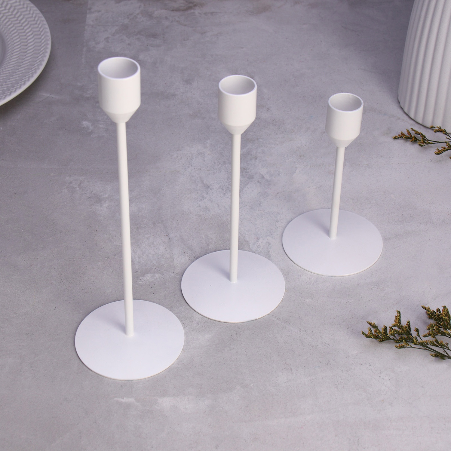 Набор подсвечников "Трио" 8х24; 8х19; 8х14см, белый 10330391