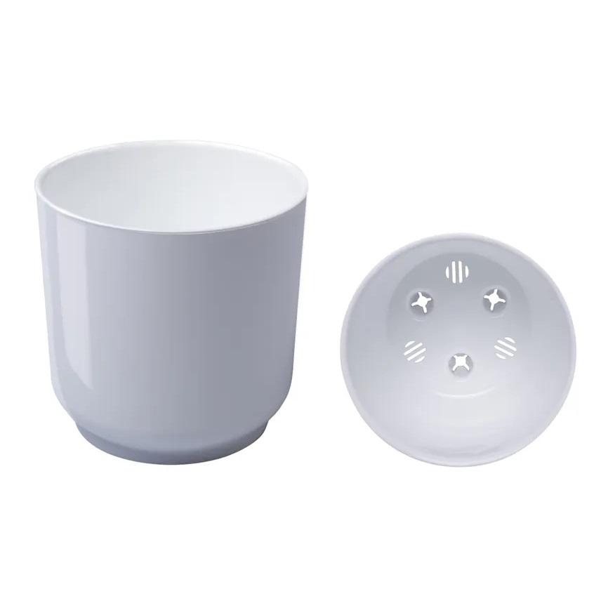 Кашпо пластм. "Дельта" 4,4л d верха 190мм h185мм со вставкой Белый Д19-10 *1/8 Кашпо пластм. "Дельта" 4,4л d верха 190мм h185мм со вставкой Белый Д19-10 *1/8