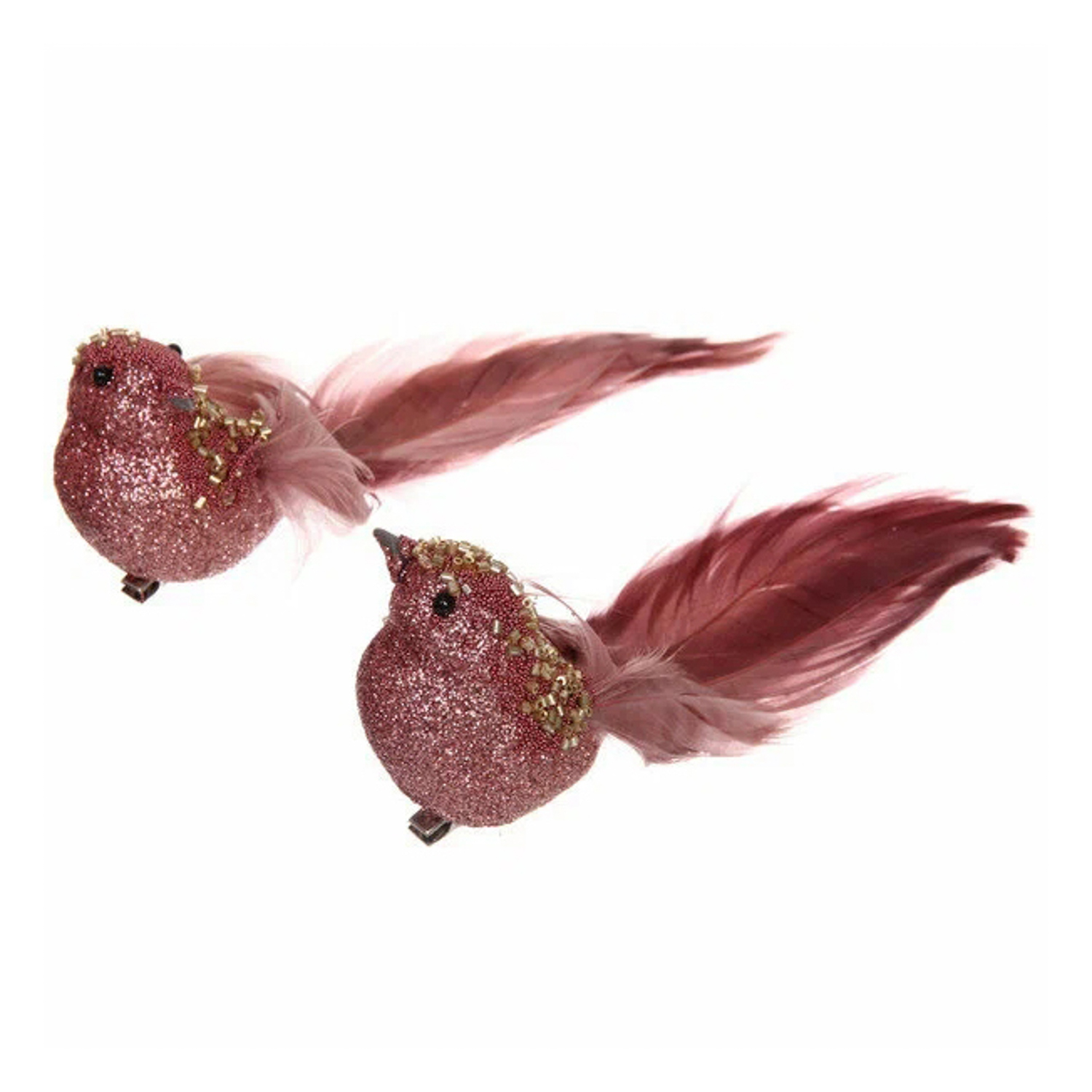 Набор новогодних украшений Серпантин «Сияющая птица», 20 см, 2 шт., розовый