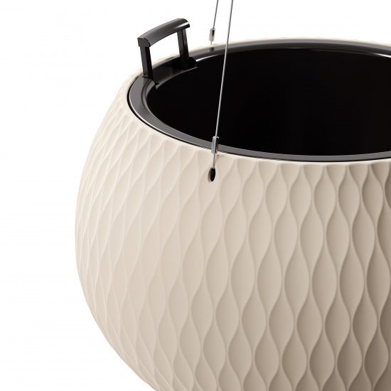 Кашпо пластм. подвесное "Жемчужина" 9,7л d 290мм h195мм, вставка 4л, металл.подвес Беж. М8723 *1/4 Кашпо пластм. подвесное "Жемчужина" 9,7л d 290мм h195мм, вставка 4л, металл.подвес Беж. М8723 *1/4