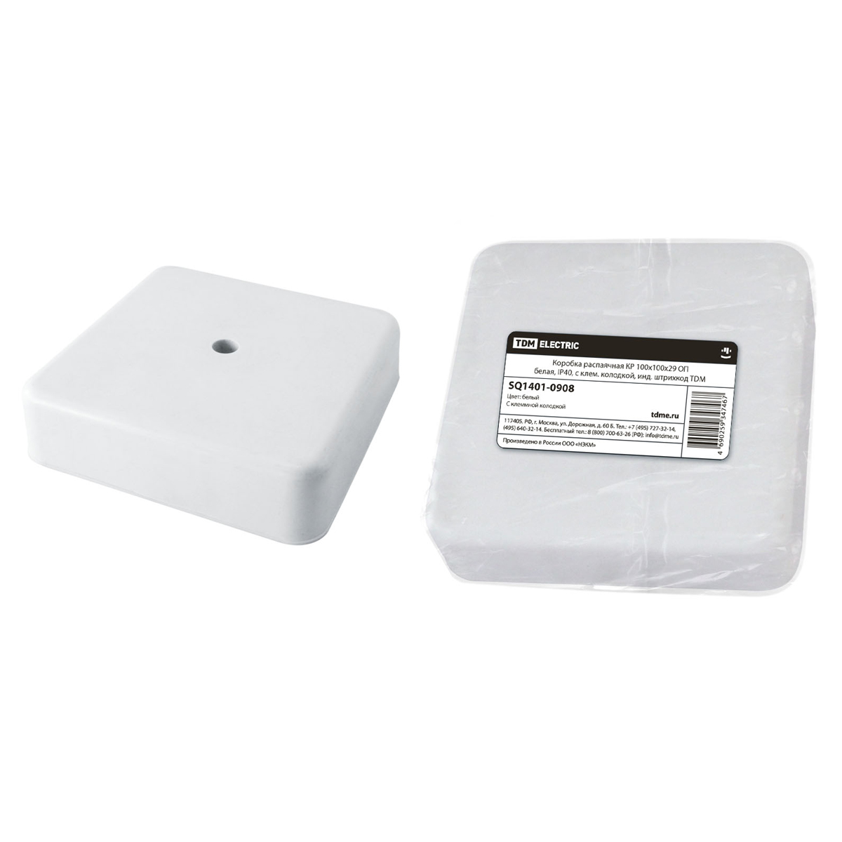 Коробка распаячная  ОП 100х100х29мм  IP40  белая, клем.колодка TDM SQ1401-0908 *1/42