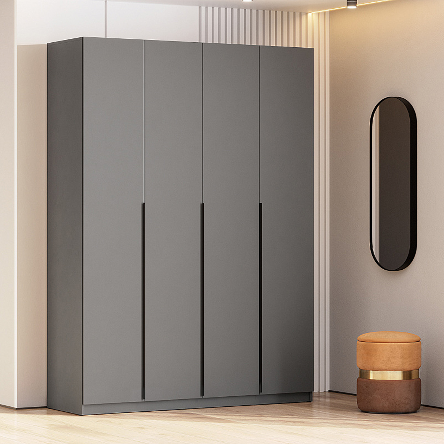 Шкаф 160х221.6х50.6 см СВ-Мебель ШК 5, графит серый