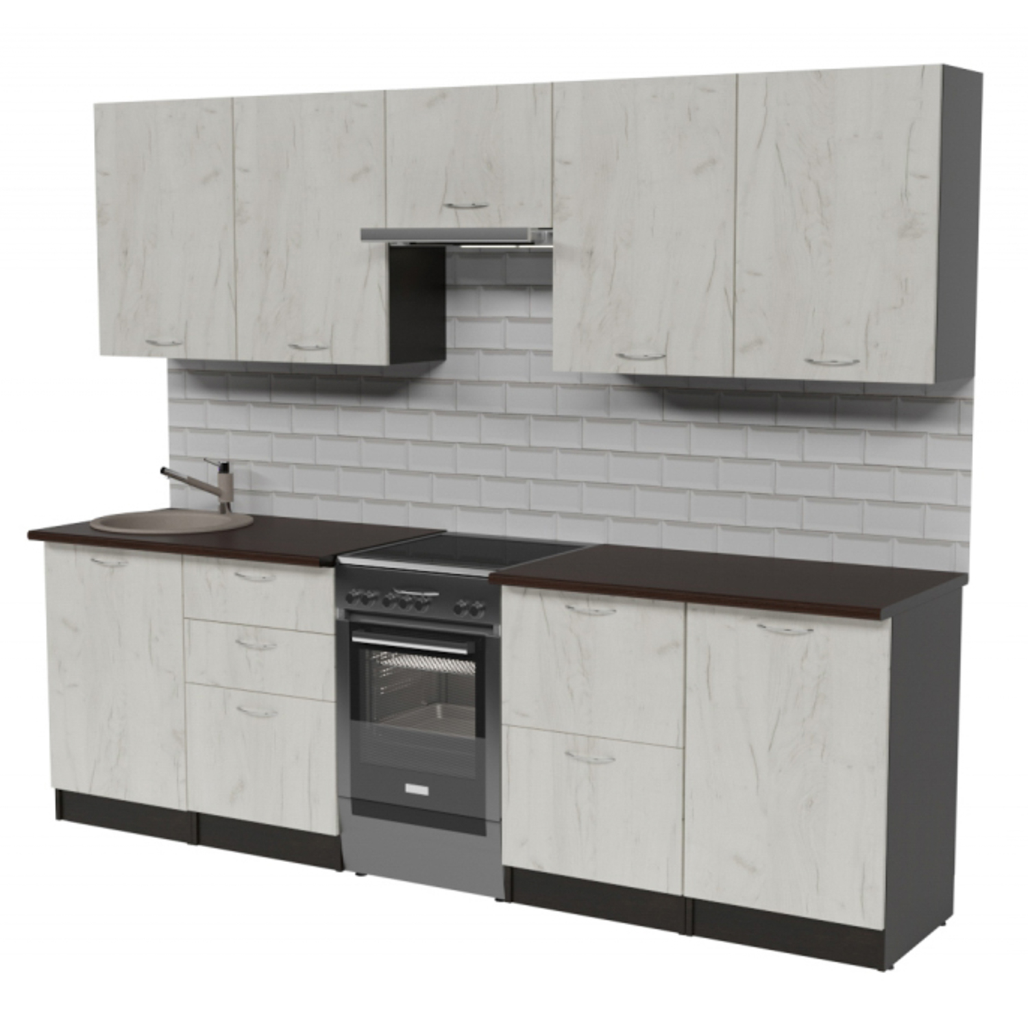 Кухонный гарнитур ГЕРДА Лоретта мега 2.5 м, дуб грей / дуглас темный