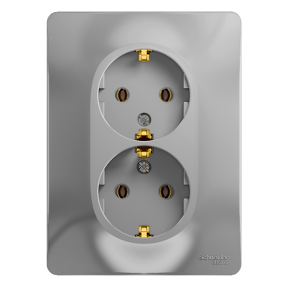 Розетка "Glossa" СП 2-мест. алюминиевая с/з SchE GSL000324  *1
