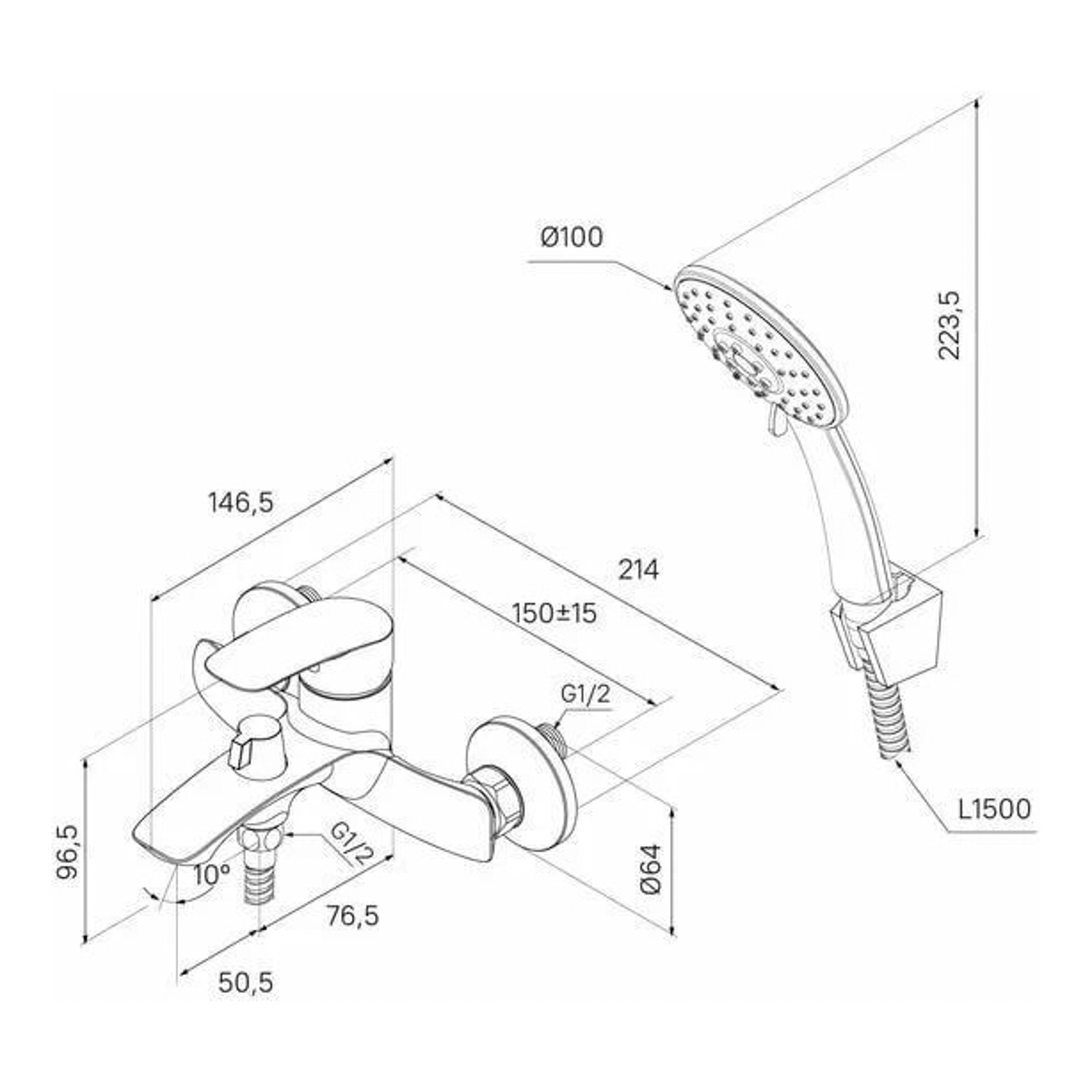 Смеситель для ванны Milardo, Rora, хром глянцевый RORSB00M02 *1