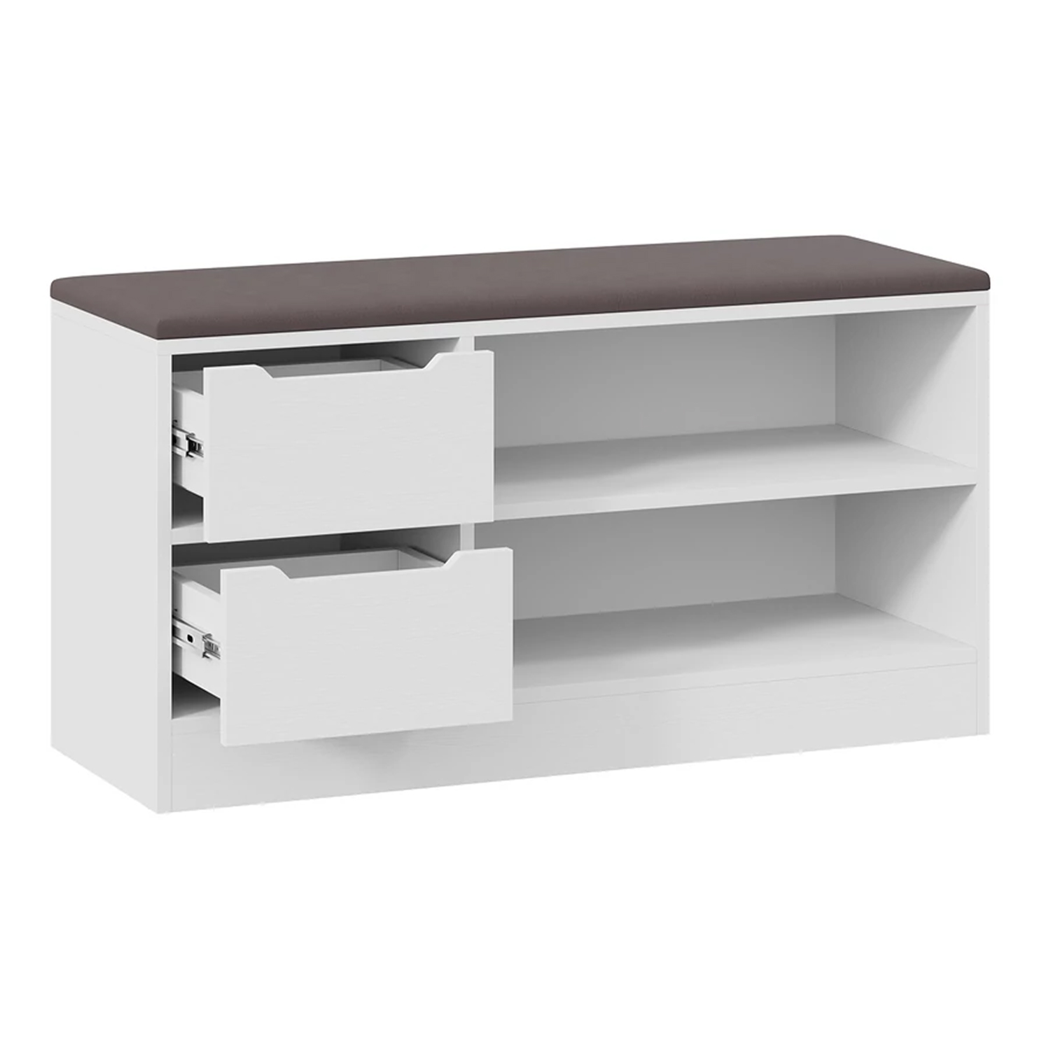 Обувница 535*350*970 Тип13 БЕЛЫЙ ЯСЕНЬ/ВЕЛЮР серый ТриЯ *1