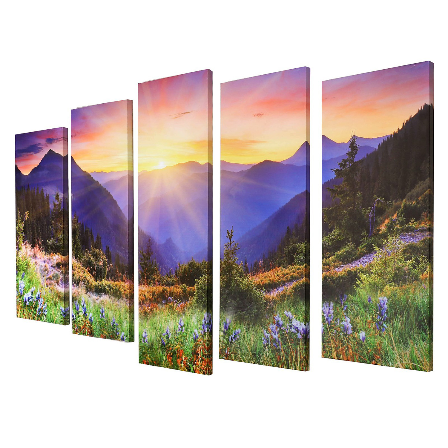 Картина модульная на подрамнике "Восход в горах" (2-25х63; 2-25х70; 1-25х80) 125х80см 4038031