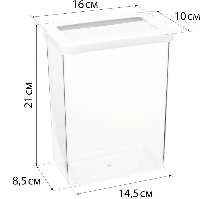 Банка для продуктов пластм. "Степ" 2,5л 160х100x210мм М1298 ("М-Пластика") *1/12 Банка для продуктов пластм. "Степ" 2,5л 160х100x210мм М1298 ("М-Пластика") *1/12
