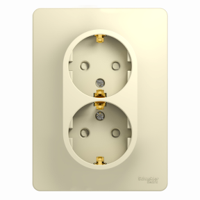 Розетка "Glossa" СП 2-мест. бежевая c/з, з/ш GSL000226 *1