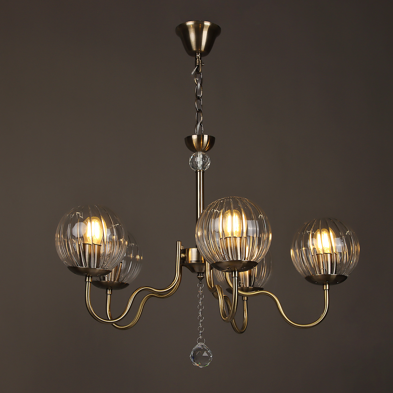 Люстра NH6439/5 AB  5*40W E27 220V (d-610; h-430/690)  VERNER LIGHTING *1