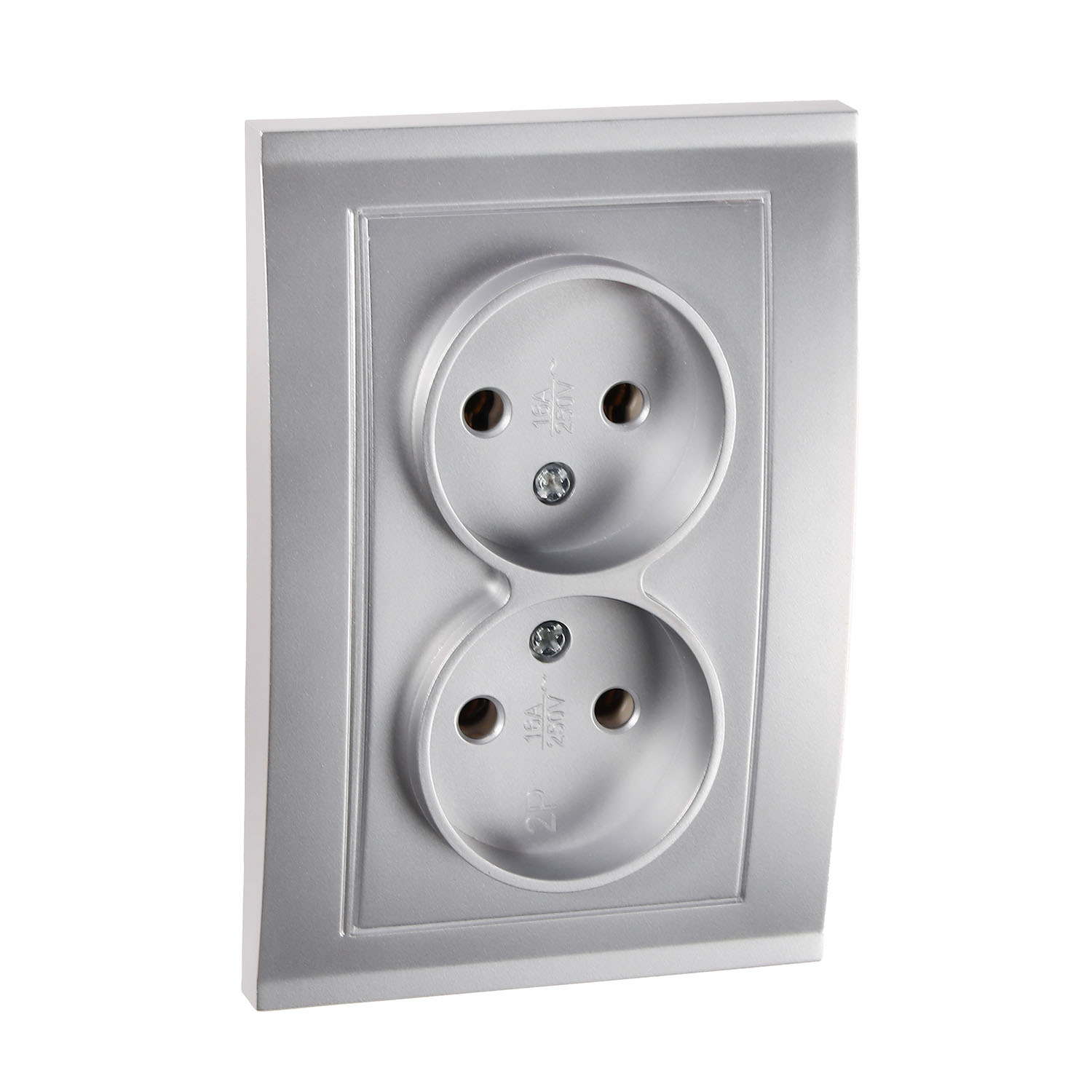 Розетка Бриллиант СП 2-мест. серебро бз 16А IP20 UNIVersal 7949766 *10100