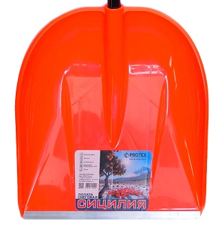 Лопата снегоуб пластик 435*470 с планкой с черенком "СИЦИЛИЯ" PROTEX  *1