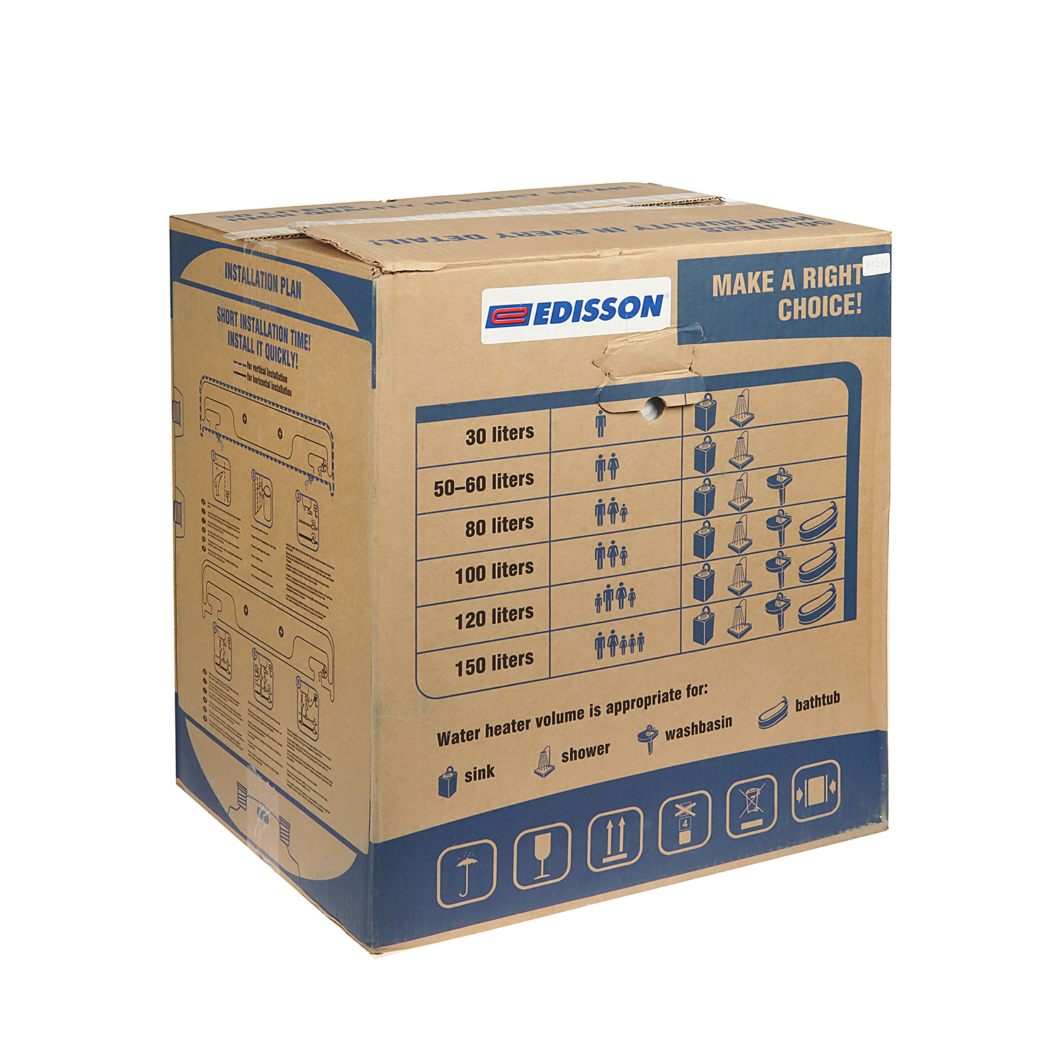 Водонагреватель накопительный 50 л Edisson Glasslined, 1.5 кВт, вертикальный Водонагреватель накопительный 50 л Edisson Glasslined, 1.5 кВт, вертикальный