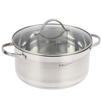 Кастрюля нерж. "Катунь" "Альта" 5,2л d24см термораспред. дно, Стекл. кр. KT-SET-005-52 *1/4