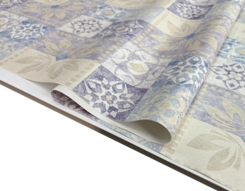 Клеёнка на тканевой основе, полиур.покр."Elegance" "Узоры" Сир./Беж ш.1,37м GW-21591 "Great Way" *20