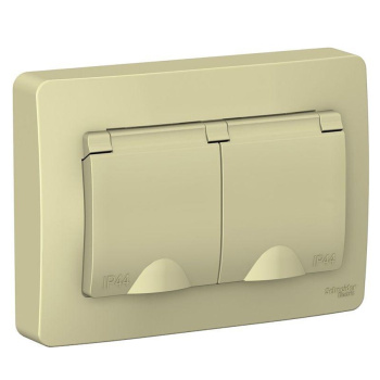 Розетка "BLANCA" СП 2-мест. бежевая з/к з/ш крышка IP44 16А 250В BLNRS441127 ***1/5/10