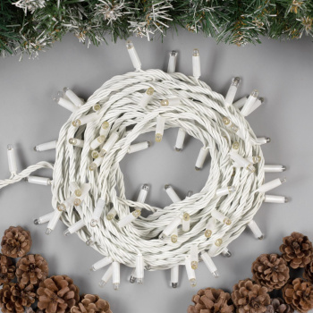 Гирлянда «Нить» Luazon Lighting, 10 м, мерцание, теплый белый, 100 LED, IP65, 220 В, белый провод