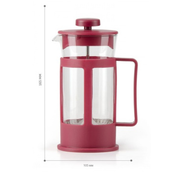 Чайник заварочный жаропрочное стекло "Френч-пресс" 300мл "Market Price" Красн.(BF-770)*1/36