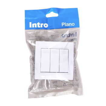 Выключатель "Intro Plano" СП 3кл. белый 10А-250В IP20 1-106-01 *10/200