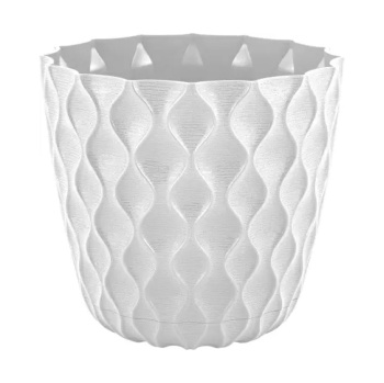 Кашпо пластм. "Wave" 1,4л d верха 145мм h132мм с поддоном Белоснежный жасмин IG650110048 *1/10