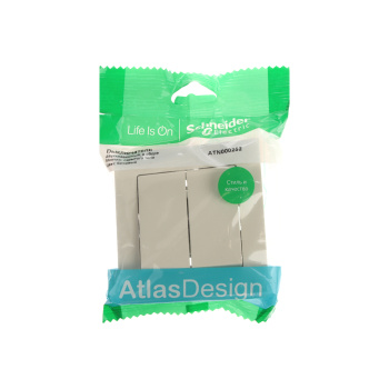 Выключатель "ATLAS DESIGN" СП 2кл. бежевый 10АХ в сборе SchE ATN000252 *