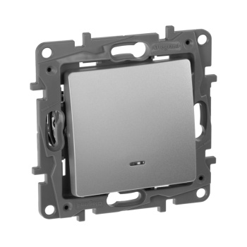 Механизм переключателя "Etika" Plus 1-м. алюм. с подсветкой Leg 672415  *1/10