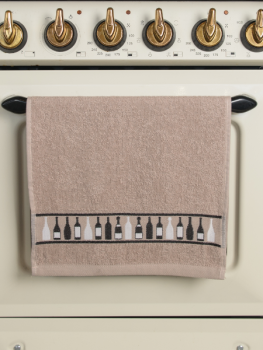 Полотенце махровое 30*60см Wine bottles бежевый 400гр/м2 Casa Conforte *10