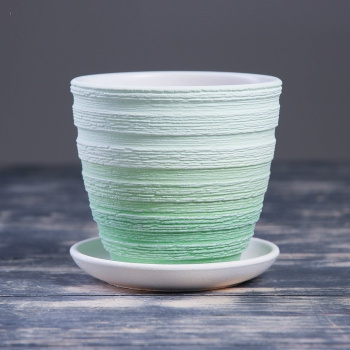 Кашпо керам. Крокус Букле 1,4л d верха 149мм h130мм с поддоном Зеленый №2 КС-К2-196-01 *9