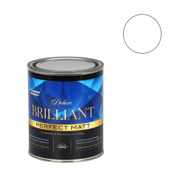 Краска акриловая для стен и потолков 0,9 л PARADE DELUXE Brilliant моющаяся глубокоматовая БазаА*1/6