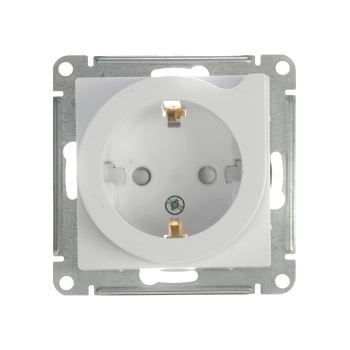 Механизм розетки 1-м СП ATLAS DESIGN с заземл. защ. шторки с выталк. 16А бел. SchE ATN000147