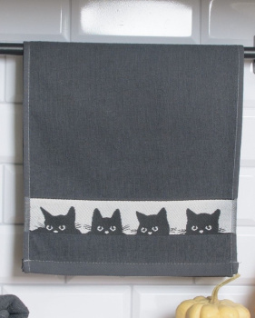 Полотенце махровое 30*60см Котики темно-серый 400гр/м2 Casa Conforte *10