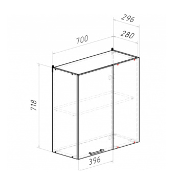 Шкаф навесной угловой 700х718х296 мм ГЕРДА, с одной дверцей, мокко
