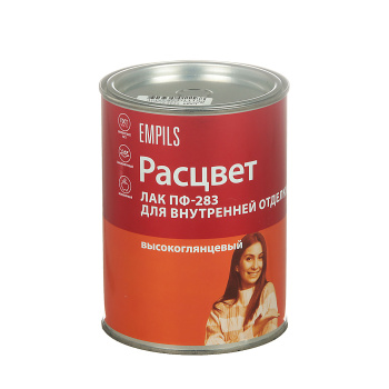 Лак ПФ-283 для внутренних работ по дереву и металлу глянцевый 0,8 кг Расцвет *1/14/588