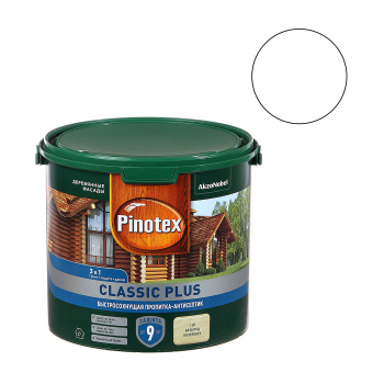Защитно-декоративное покрытие 2.5 л для древесины PINOTEX Classic Plus 3 в 1 CLR, база под колеровку