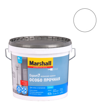 Краска латексная 4.5 л для стен и потолков MARSHALL EXPORT-7, база BW, матовая