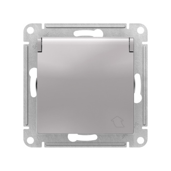Механизм розетки 1-м СП ATLAS DESIGN с заземл. защ. шторки с крышкой 16А алюм. SchE ATN000346 *1