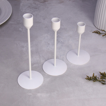 Набор подсвечников "Трио" 8х24; 8х19; 8х14см, белый 10330391