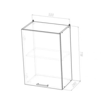 Шкаф навесной под посудосушитель 500х718х280 мм ГЕРДА, с одной дверцей, мокко