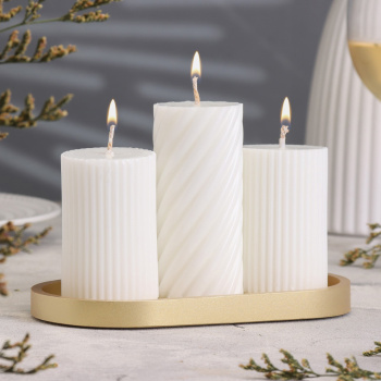 Подсвечник овальный из гипса,17,5х9х1,5см,золото 10059832