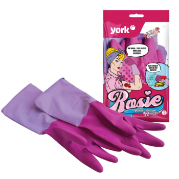 Перчатки латексные с хлопк.напыл. прочные Удлинненные  S (малый) 1пара Роз./Сир. 092390 "York" *1/48 Перчатки латексные с хлопк.напыл. прочные Удлинненные  S (малый) 1пара Роз./Сир. 092390 "York" *1/48