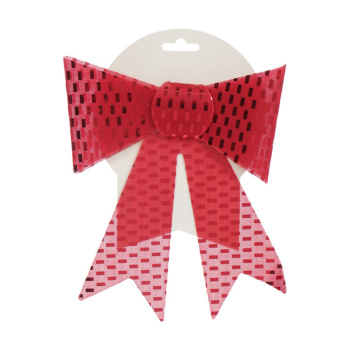 Бант на елку «Сияние», 16х21 см, красный