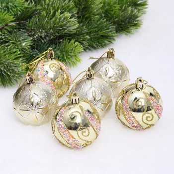 Набор шаров "Шарм" 6 см (в наборе 6 шт), Золото