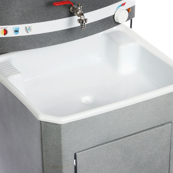 Умывальник дачный с тумбой бак 17л с ЭВН мойка пластмассовая цвет серый/аквамикс "Акватекс" *1