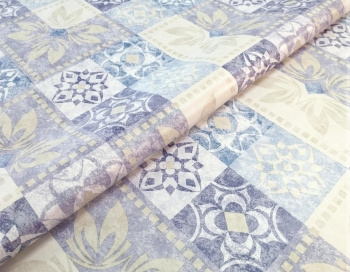 Клеёнка на тканевой основе, полиур.покр."Elegance" "Узоры" Сир./Беж ш.1,37м GW-21591 "Great Way" *20