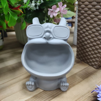 Кашпо гипсовое "Рэп-Дог" 1,27л 130х120мм h170мм Грей металлик ("VipSet") *1/4